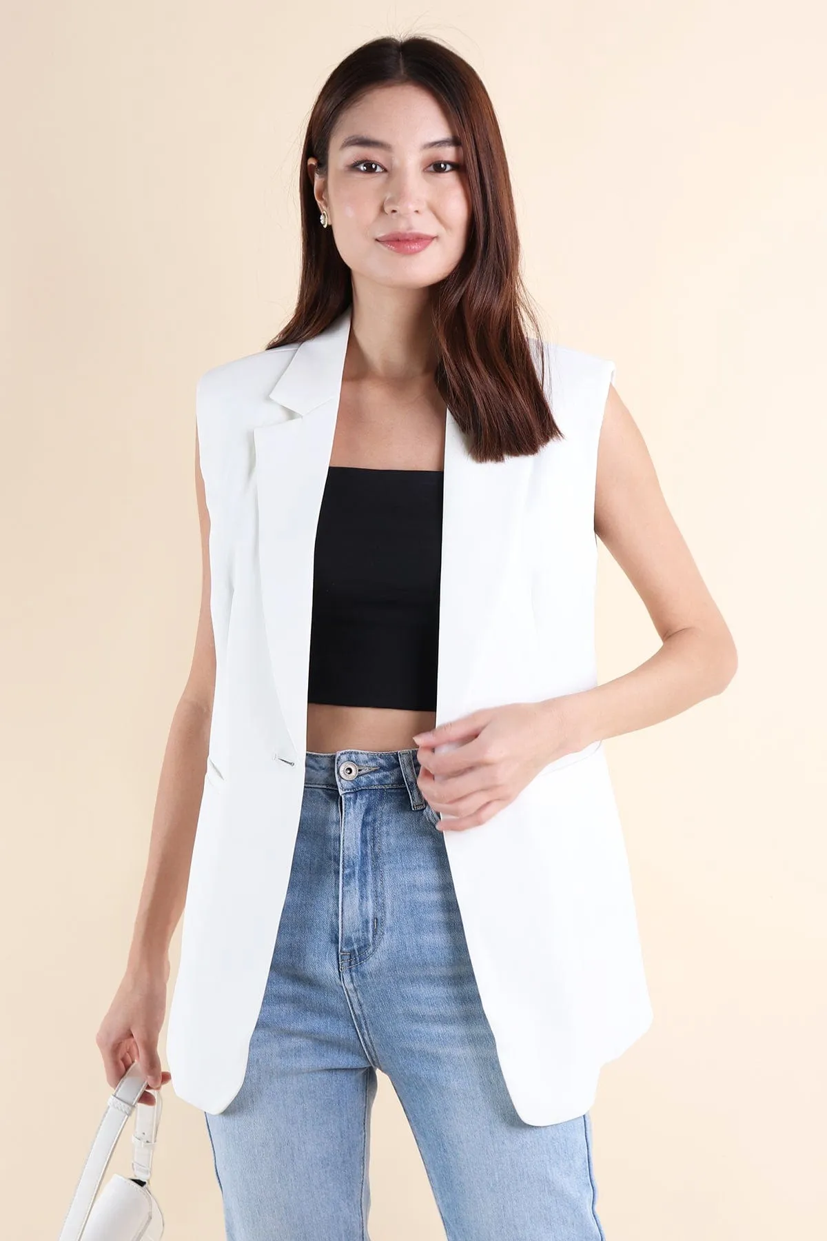 RESTOCKED** POLINA TRENCH VEST IN WHITE