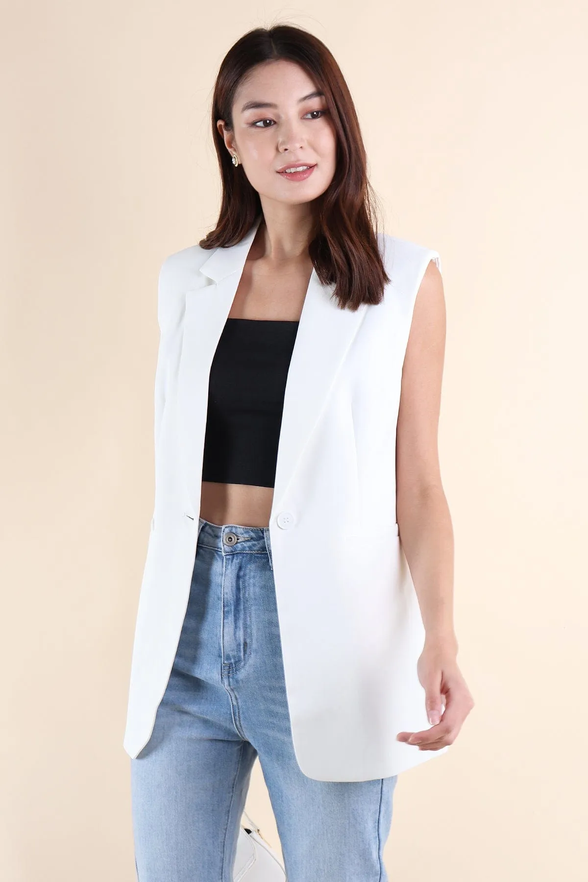 RESTOCKED** POLINA TRENCH VEST IN WHITE