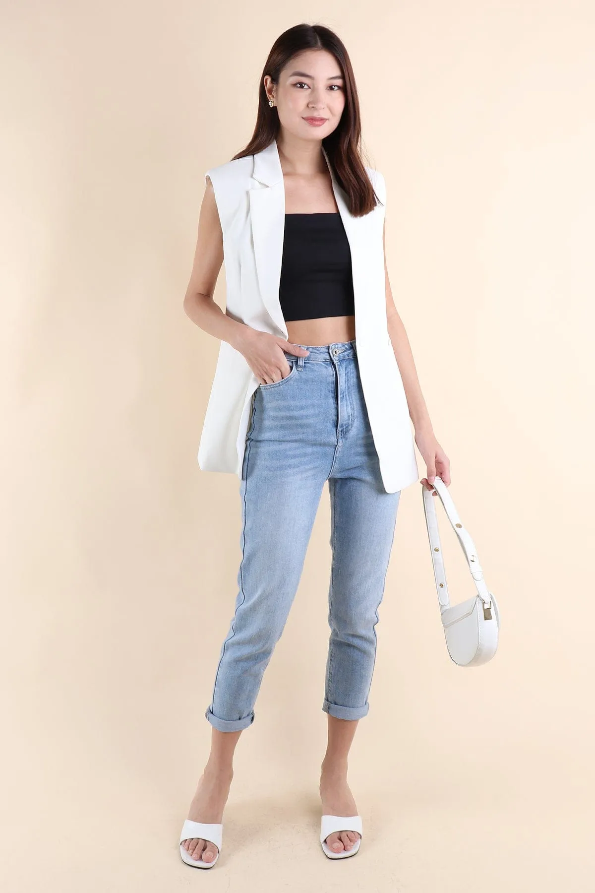 RESTOCKED** POLINA TRENCH VEST IN WHITE