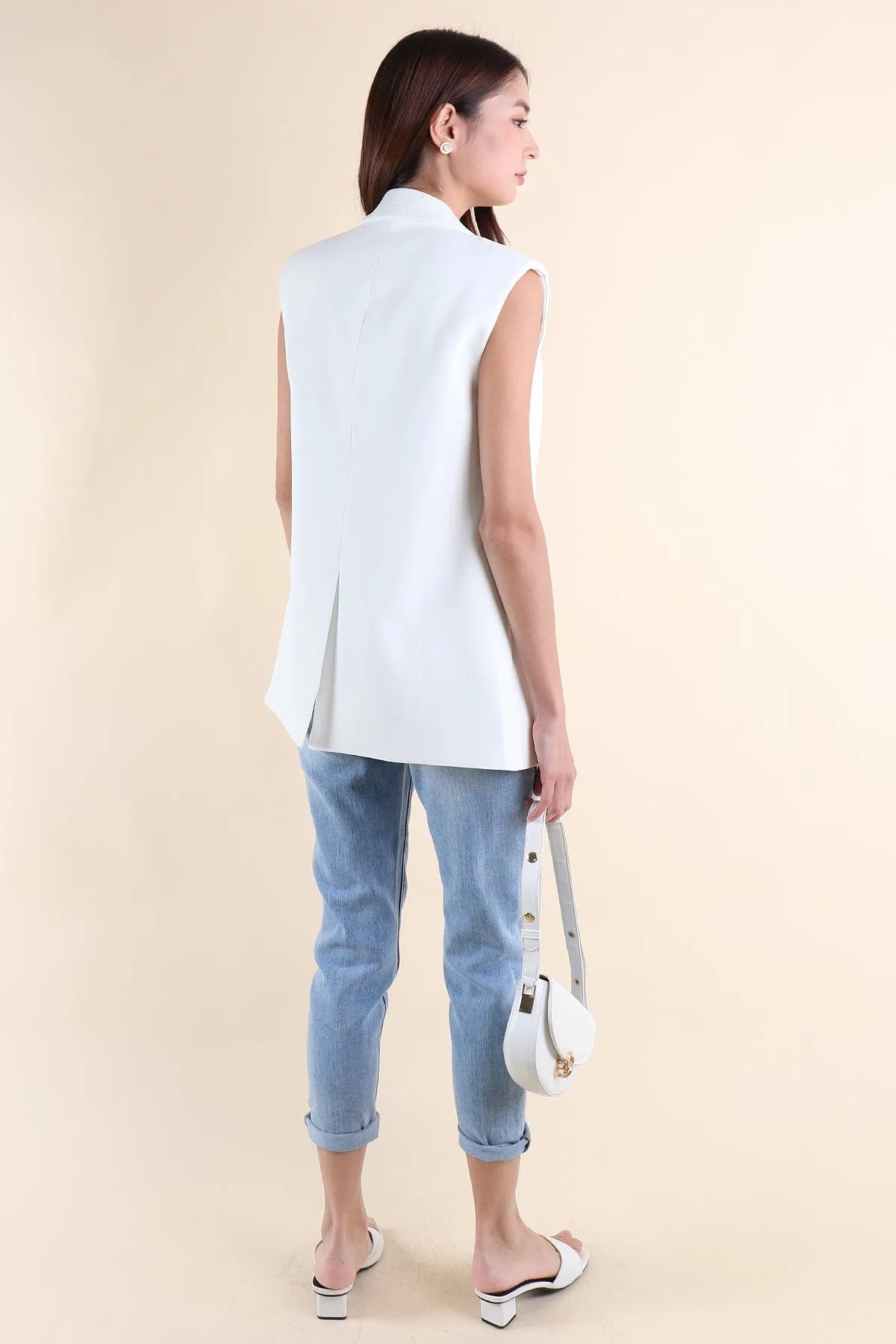 RESTOCKED** POLINA TRENCH VEST IN WHITE