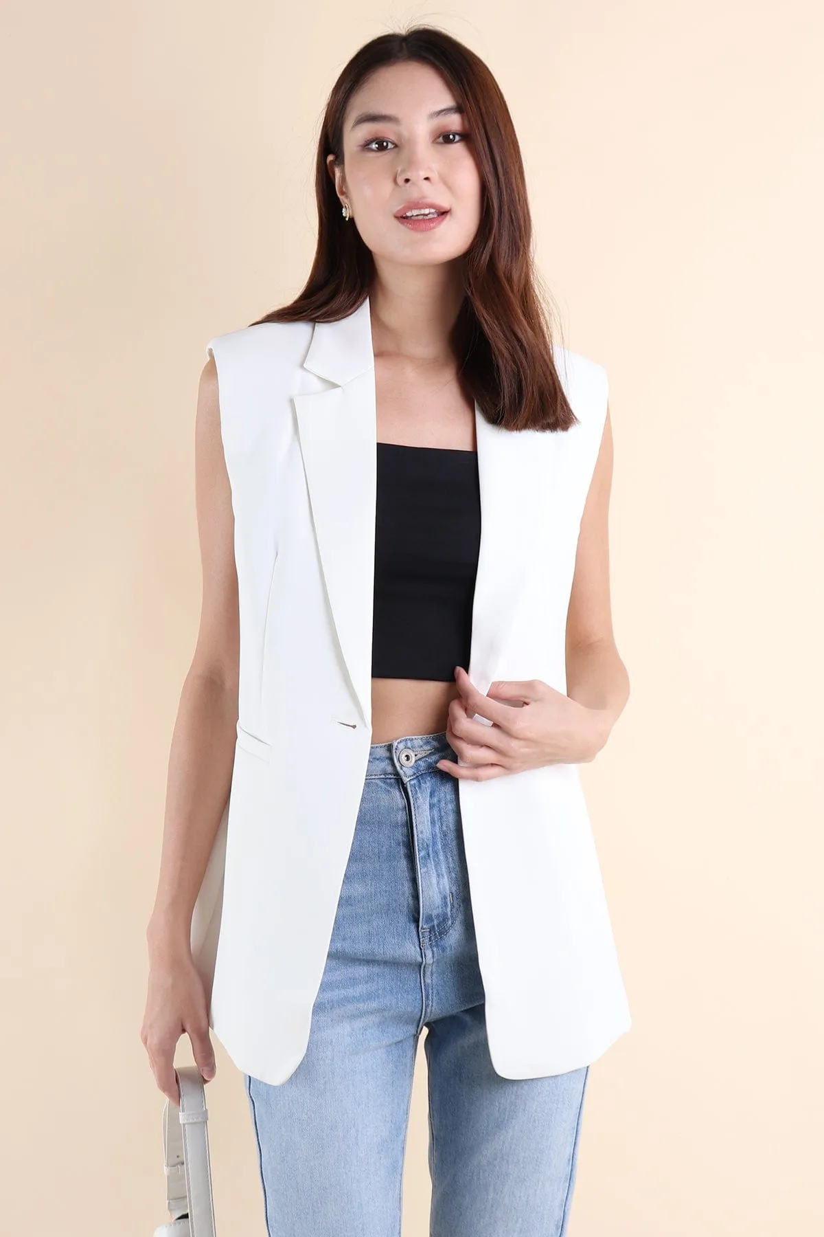 RESTOCKED** POLINA TRENCH VEST IN WHITE
