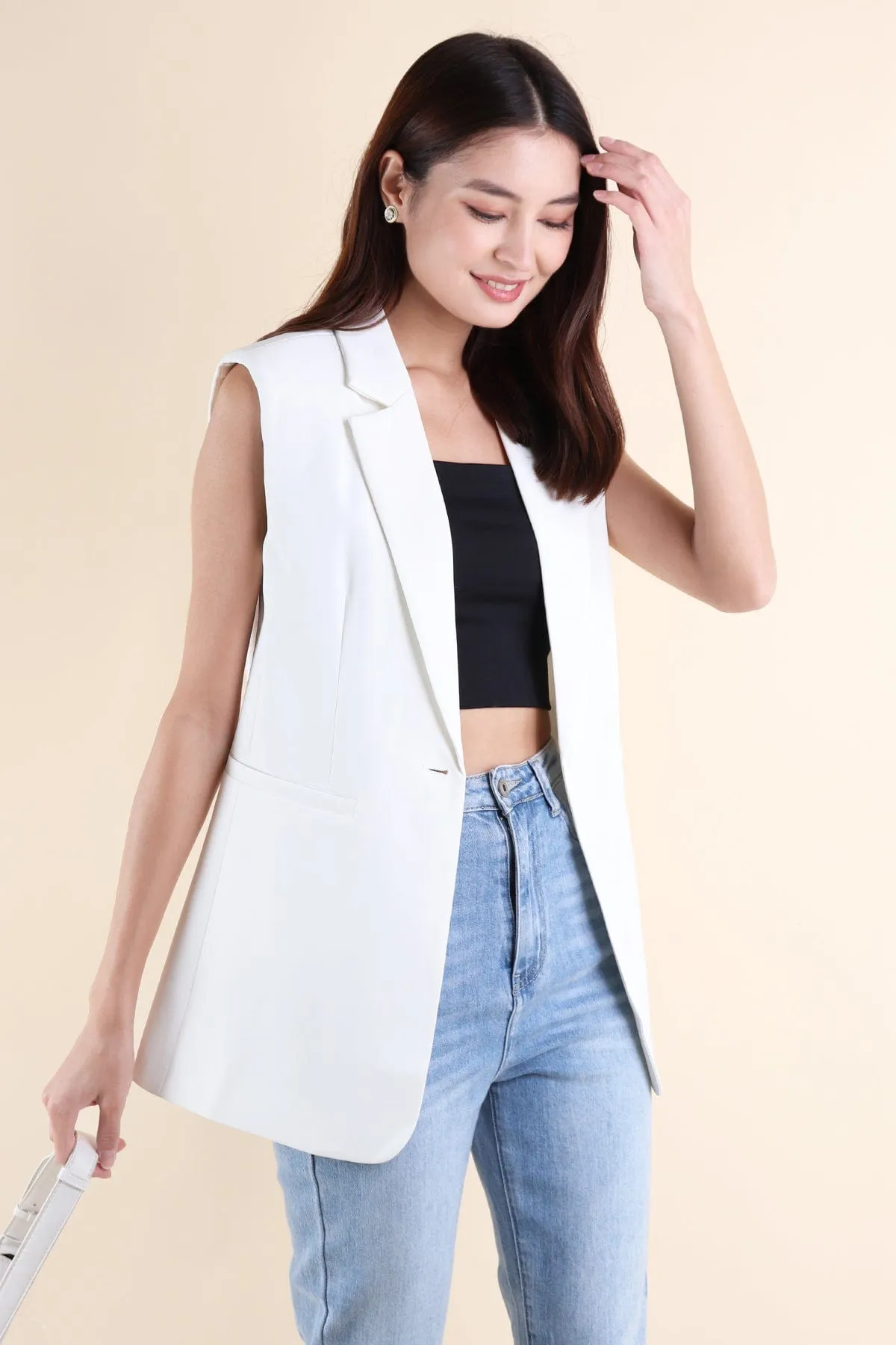 RESTOCKED** POLINA TRENCH VEST IN WHITE