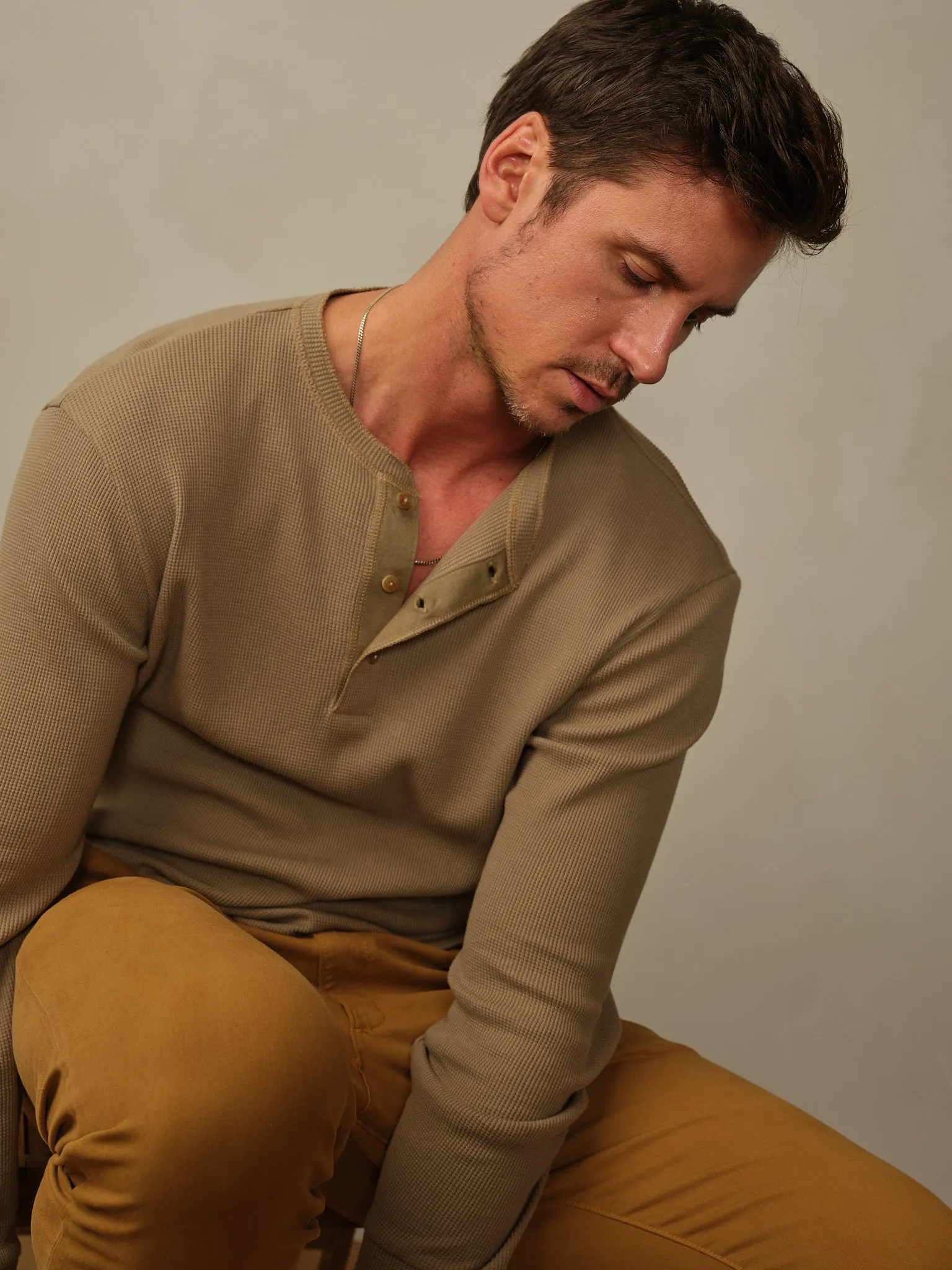 Road to Nowhere - Crosby Organic Cotton Waffle Henley - Fatigue