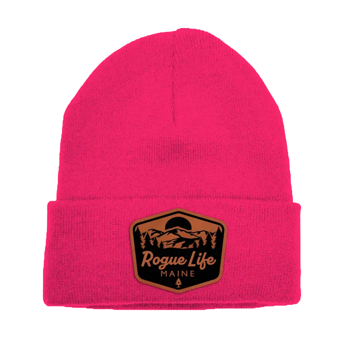 Rogue Life Mountains Leather Patch Fleece-Lined Knit Beanie