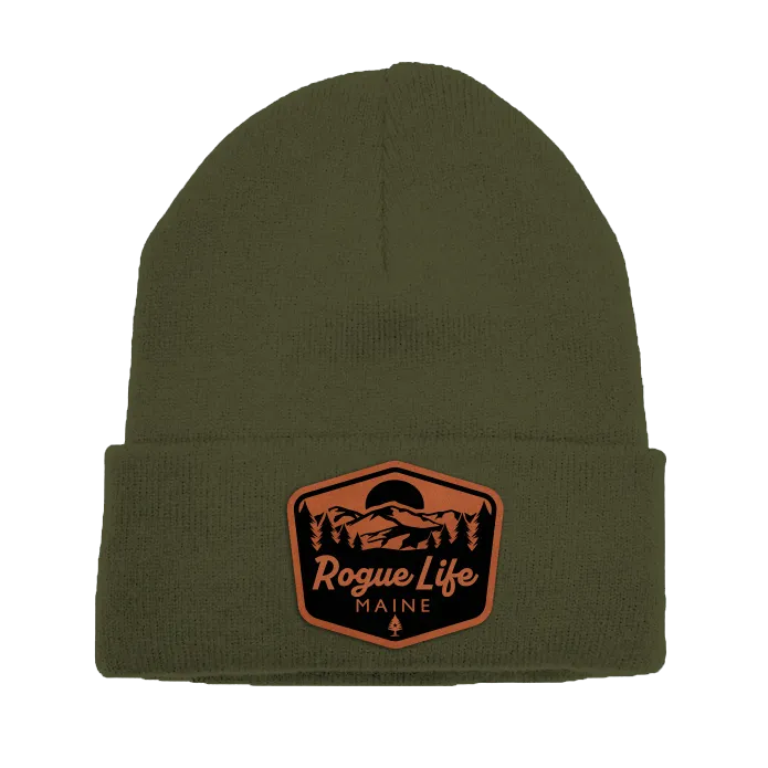 Rogue Life Mountains Leather Patch Fleece-Lined Knit Beanie