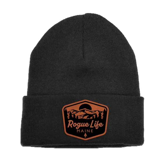 Rogue Life Mountains Leather Patch Fleece-Lined Knit Beanie