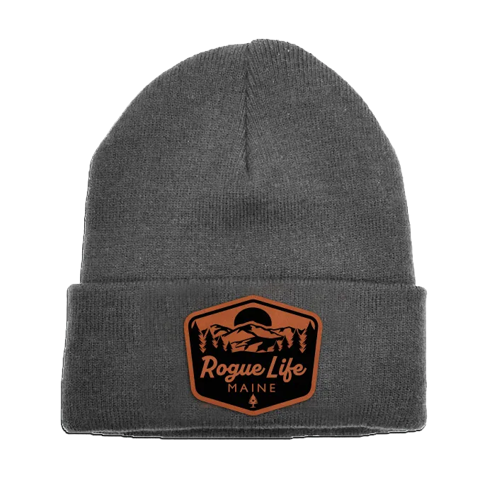 Rogue Life Mountains Leather Patch Fleece-Lined Knit Beanie