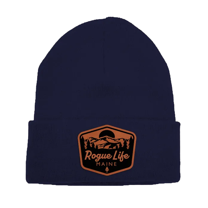 Rogue Life Mountains Leather Patch Fleece-Lined Knit Beanie