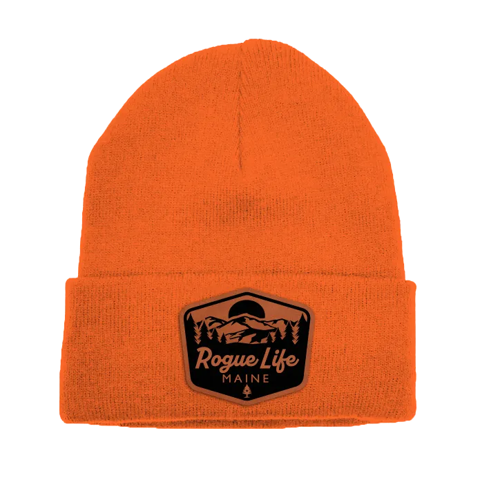 Rogue Life Mountains Leather Patch Fleece-Lined Knit Beanie