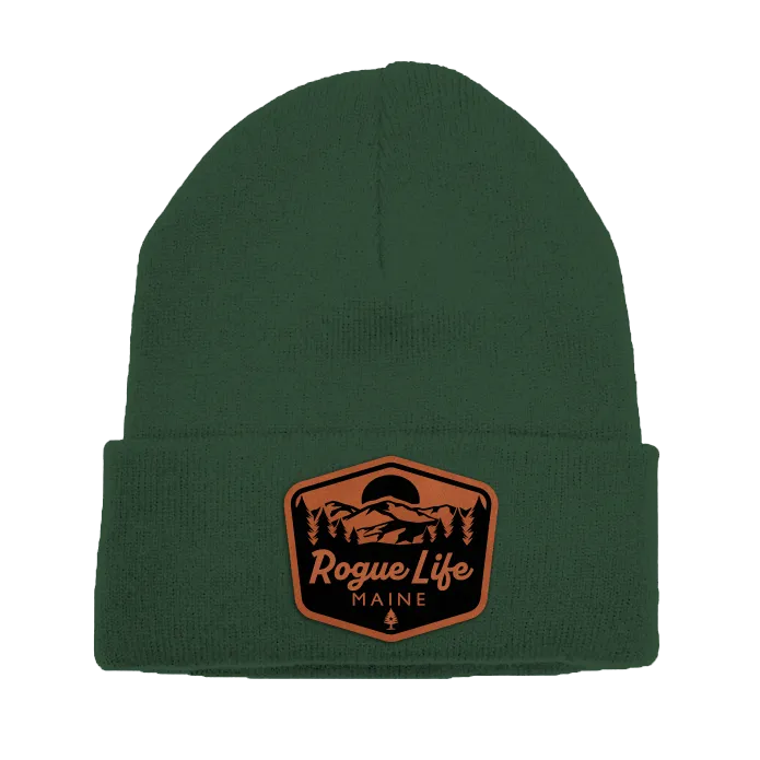 Rogue Life Mountains Leather Patch Fleece-Lined Knit Beanie