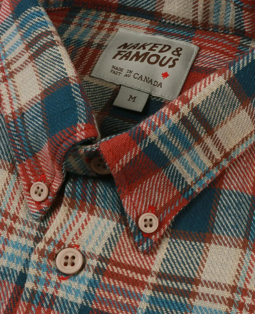 Rustic Nep Flannel Easy Shirt Red Cream