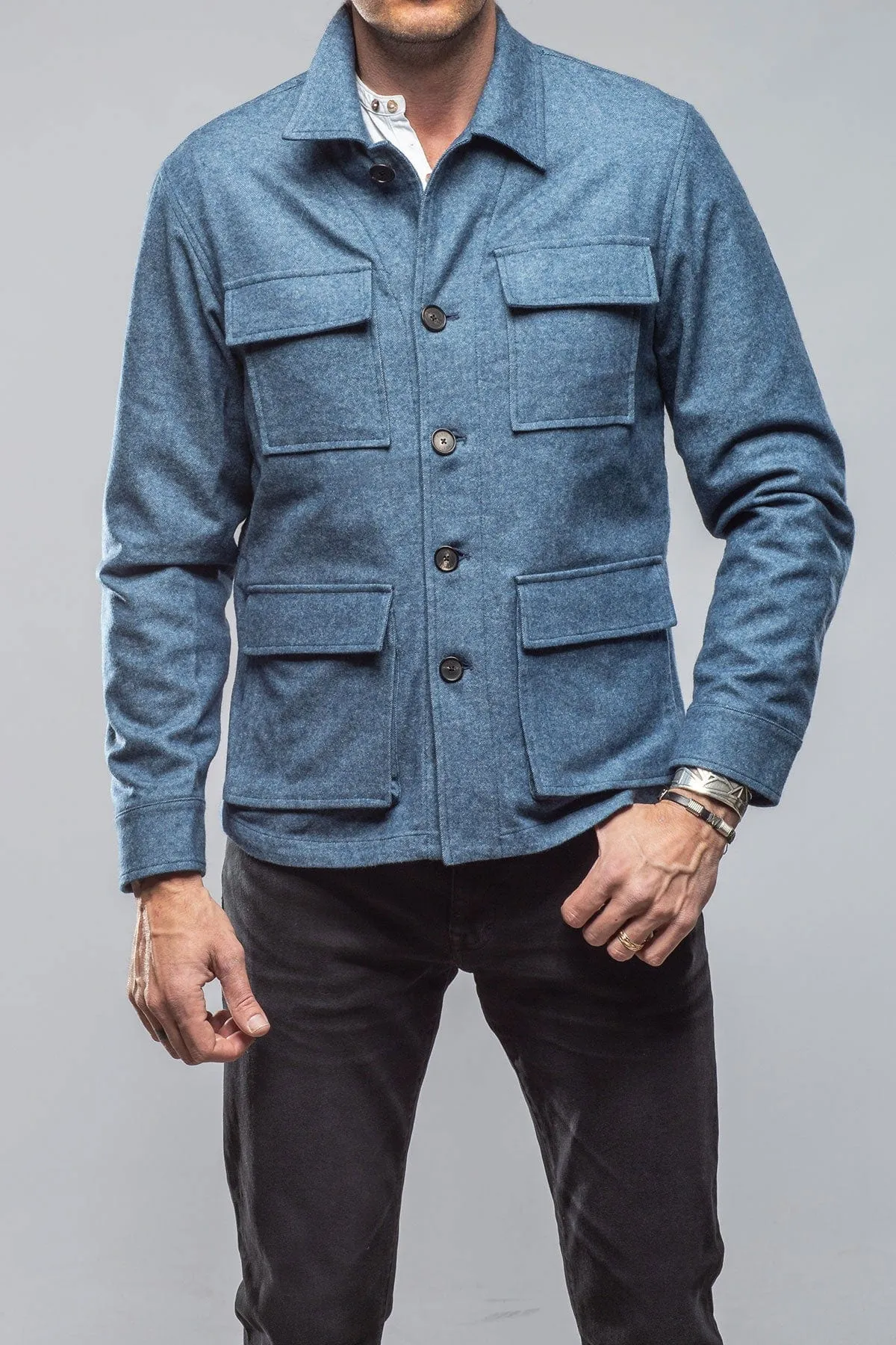Santera Cashmere Field Jacket In Light Blue