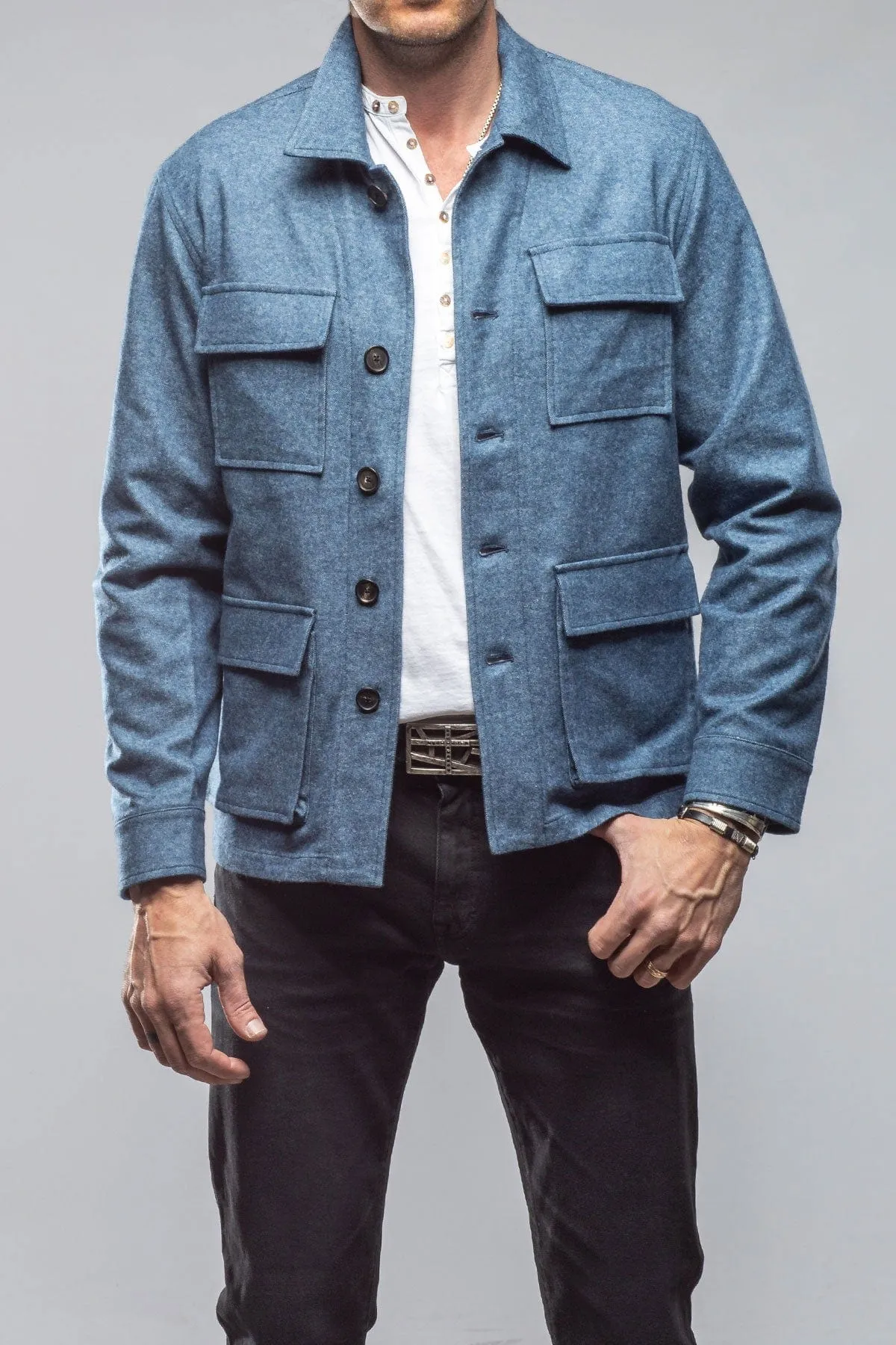 Santera Cashmere Field Jacket In Light Blue