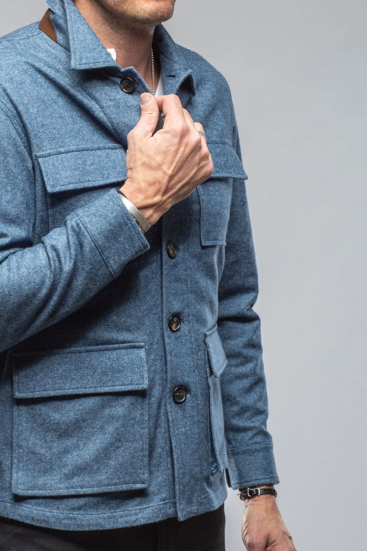 Santera Cashmere Field Jacket In Light Blue