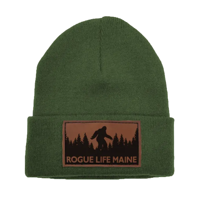Sasquatch Leather Patch Fleece-Lined Knit Beanie