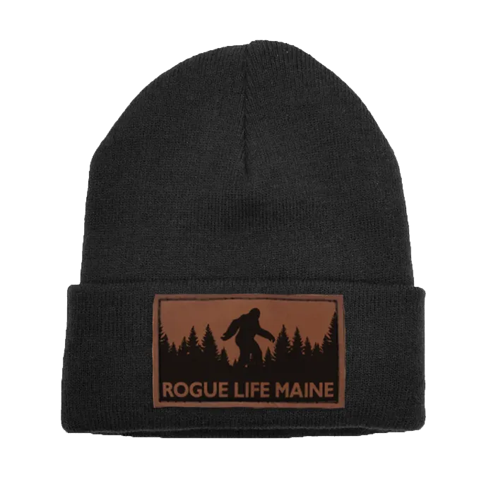 Sasquatch Leather Patch Fleece-Lined Knit Beanie