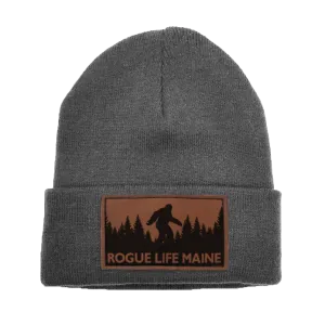 Sasquatch Leather Patch Fleece-Lined Knit Beanie