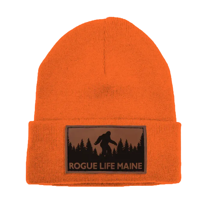 Sasquatch Leather Patch Fleece-Lined Knit Beanie