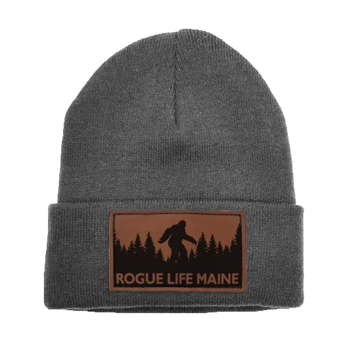 Sasquatch Leather Patch Fleece-Lined Knit Beanie