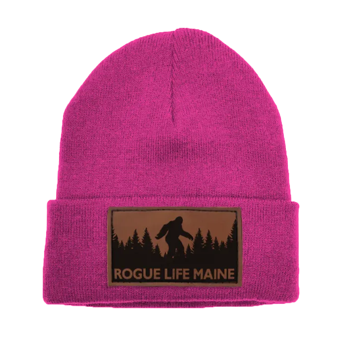 Sasquatch Leather Patch Fleece-Lined Knit Beanie