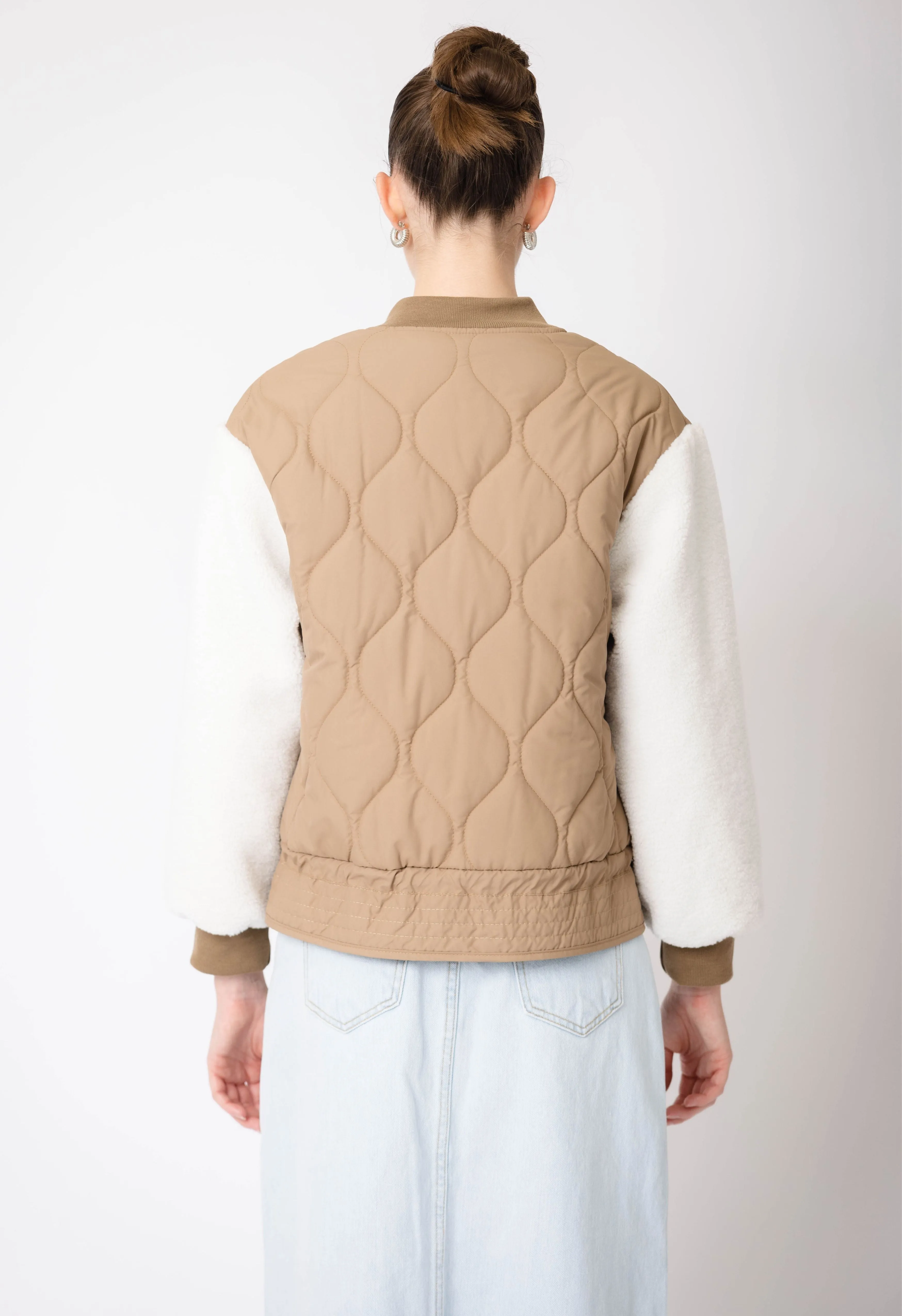 Shearling Quilted Jacket In Ochre