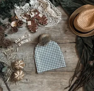 Spring Plaid Bobble Hat