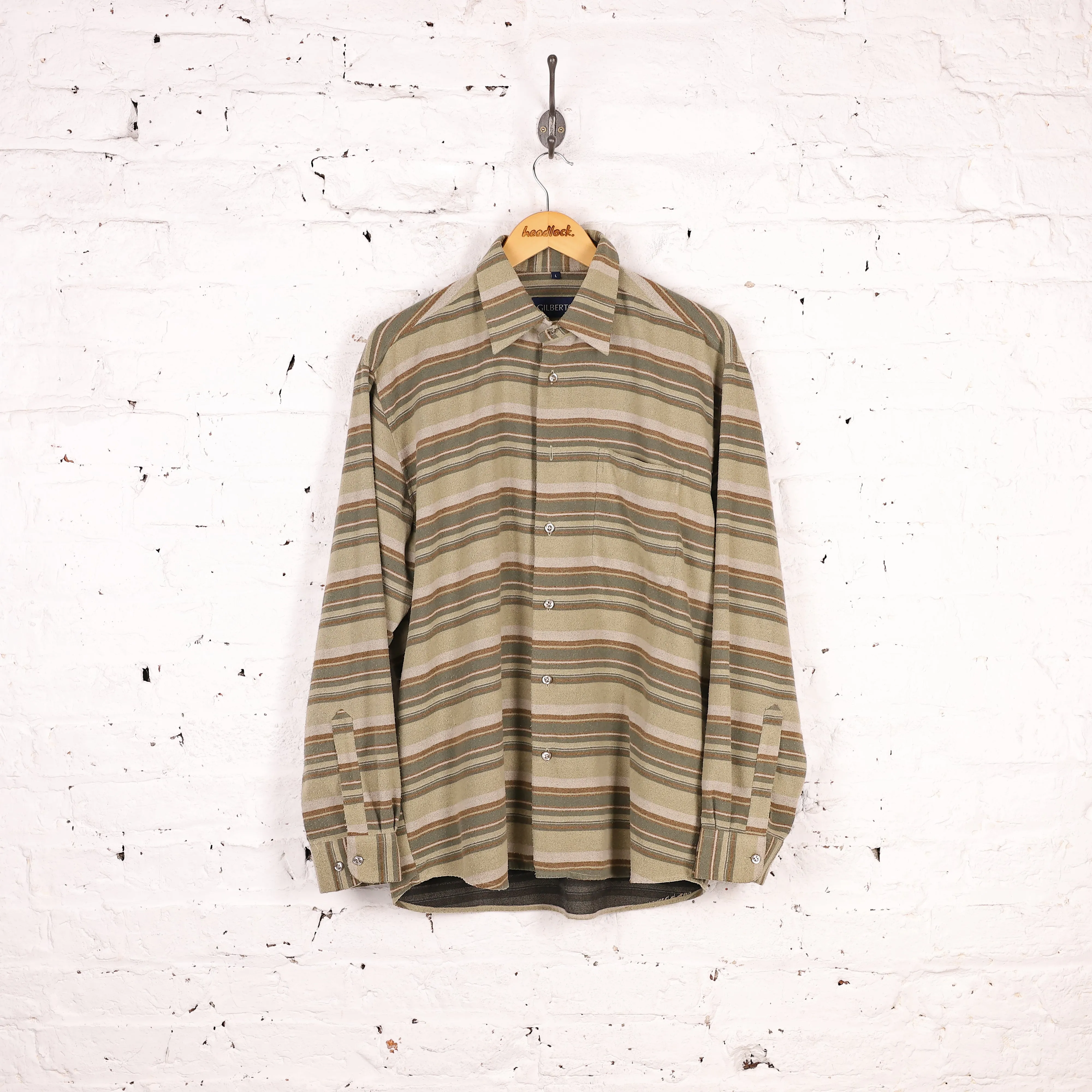 Striped Flannel Shirt - Green - L