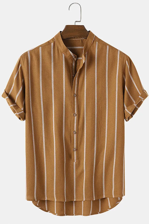 Stripes Cotton Henley Shirts