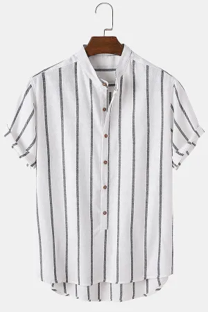 Stripes Cotton Henley Shirts