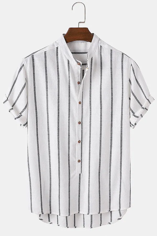 Stripes Cotton Henley Shirts