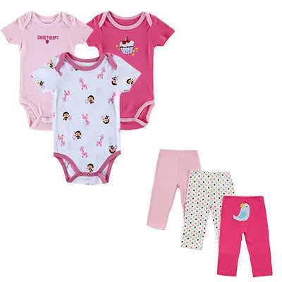 Summer Baby Boy Clothes 6 Pcs/lot Newborn Jumpsuit Short Sleeve Clothing Set