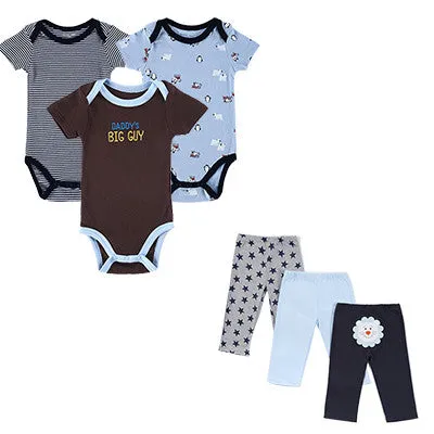 Summer Baby Boy Clothes 6 Pcs/lot Newborn Jumpsuit Short Sleeve Clothing Set