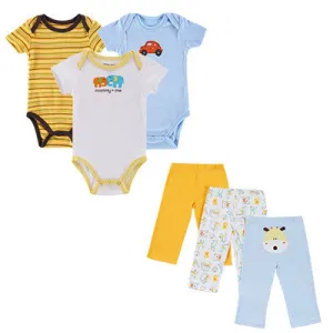 Summer Baby Boy Clothes 6 Pcs/lot Newborn Jumpsuit Short Sleeve Clothing Set