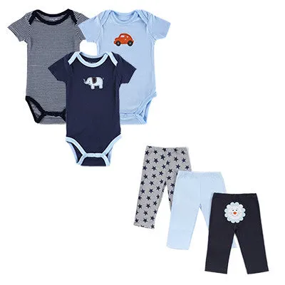 Summer Baby Boy Clothes 6 Pcs/lot Newborn Jumpsuit Short Sleeve Clothing Set