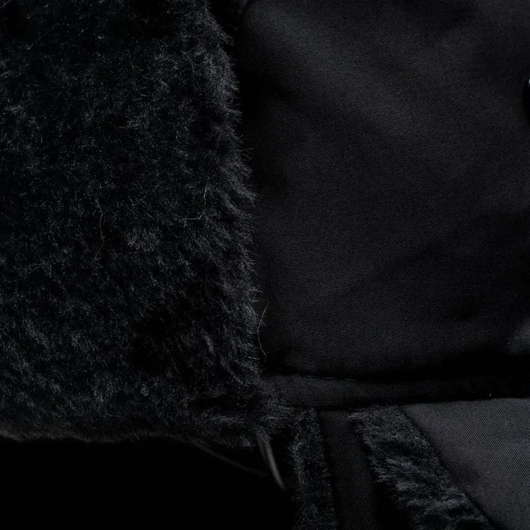 TRAPPER HAT | NYLON | BLACK | BLACK FUR