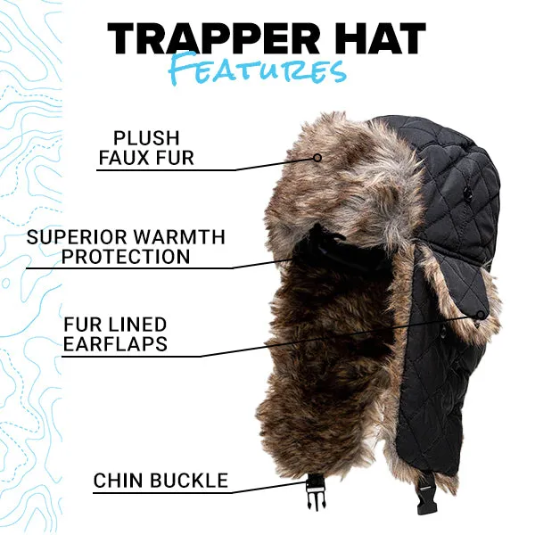 TRAPPER HAT | NYLON | BLACK | BLACK FUR
