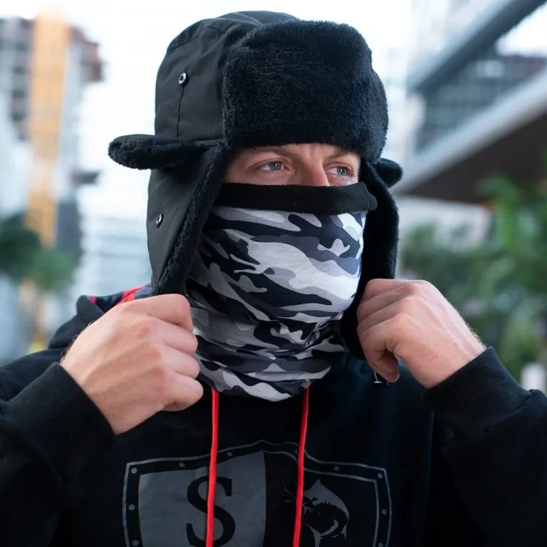 TRAPPER HAT | NYLON | BLACK | BLACK FUR