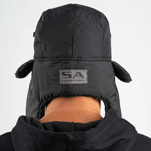 TRAPPER HAT | NYLON | BLACK | BLACK FUR