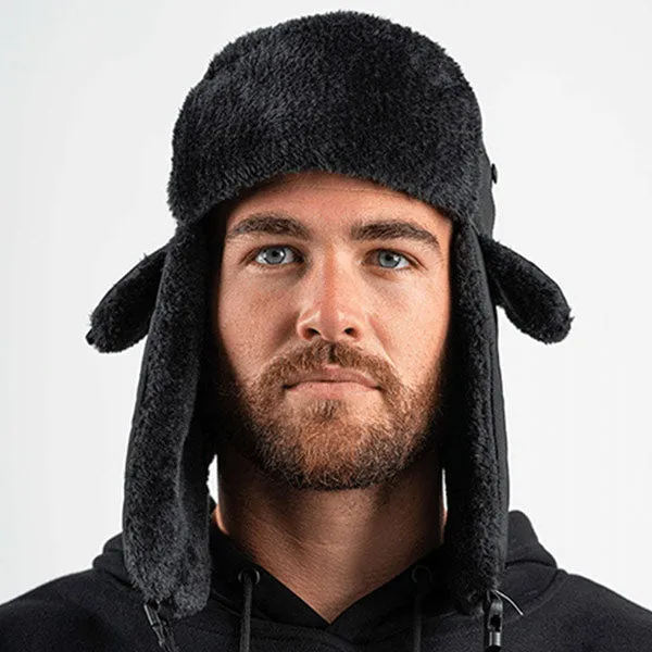 TRAPPER HAT | NYLON | BLACK | BLACK FUR