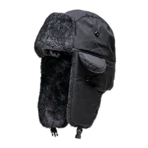 TRAPPER HAT | NYLON | BLACK | BLACK FUR