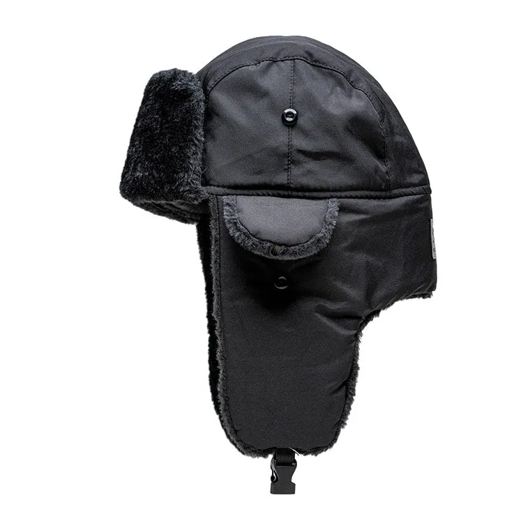 TRAPPER HAT | NYLON | BLACK | BLACK FUR