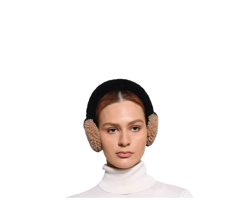 Two-Tone Shearling Wrapped Earmuffs