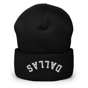 Upside Down Dallas Cuffed Beanie, Inverted Dallas Embroidered Knit Hat