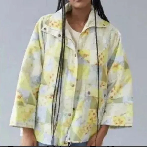 URBAN OUTFITTERS patchwork KIT print puffer jacket puffy Coat OVERSIZED big NEW