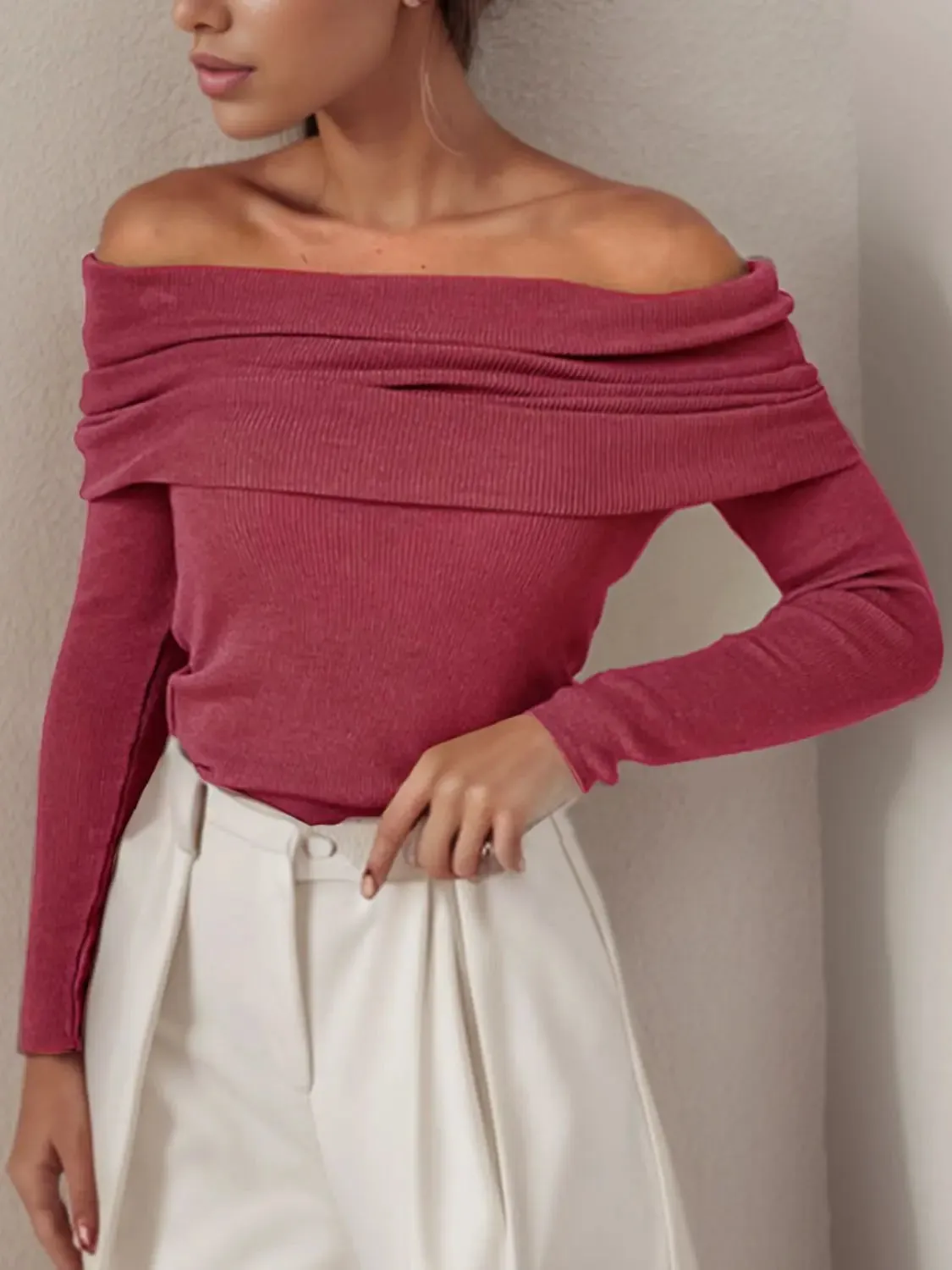 'Viatrix' Wool Knit Off-Shoulder Sweater