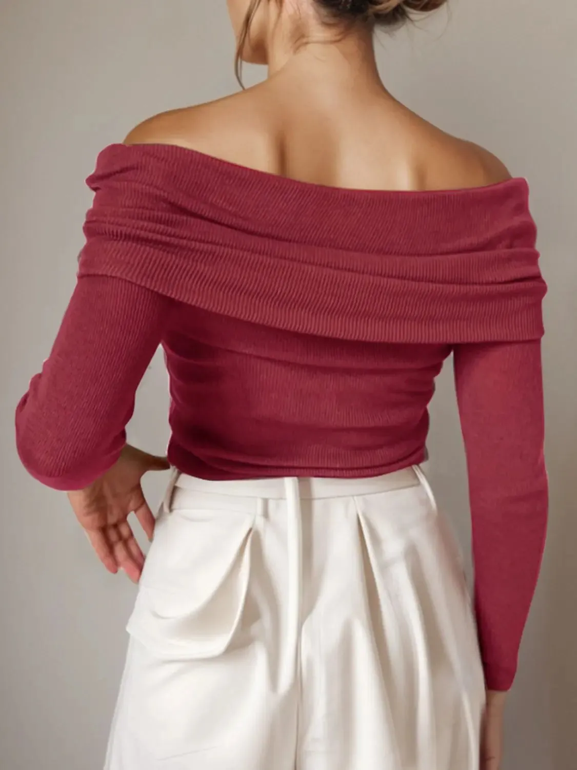 'Viatrix' Wool Knit Off-Shoulder Sweater