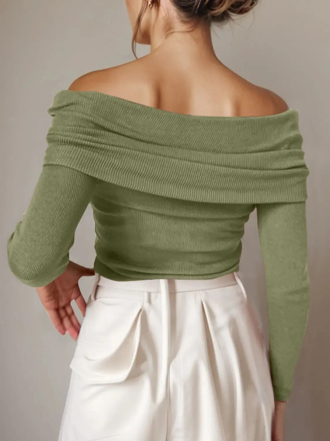 'Viatrix' Wool Knit Off-Shoulder Sweater