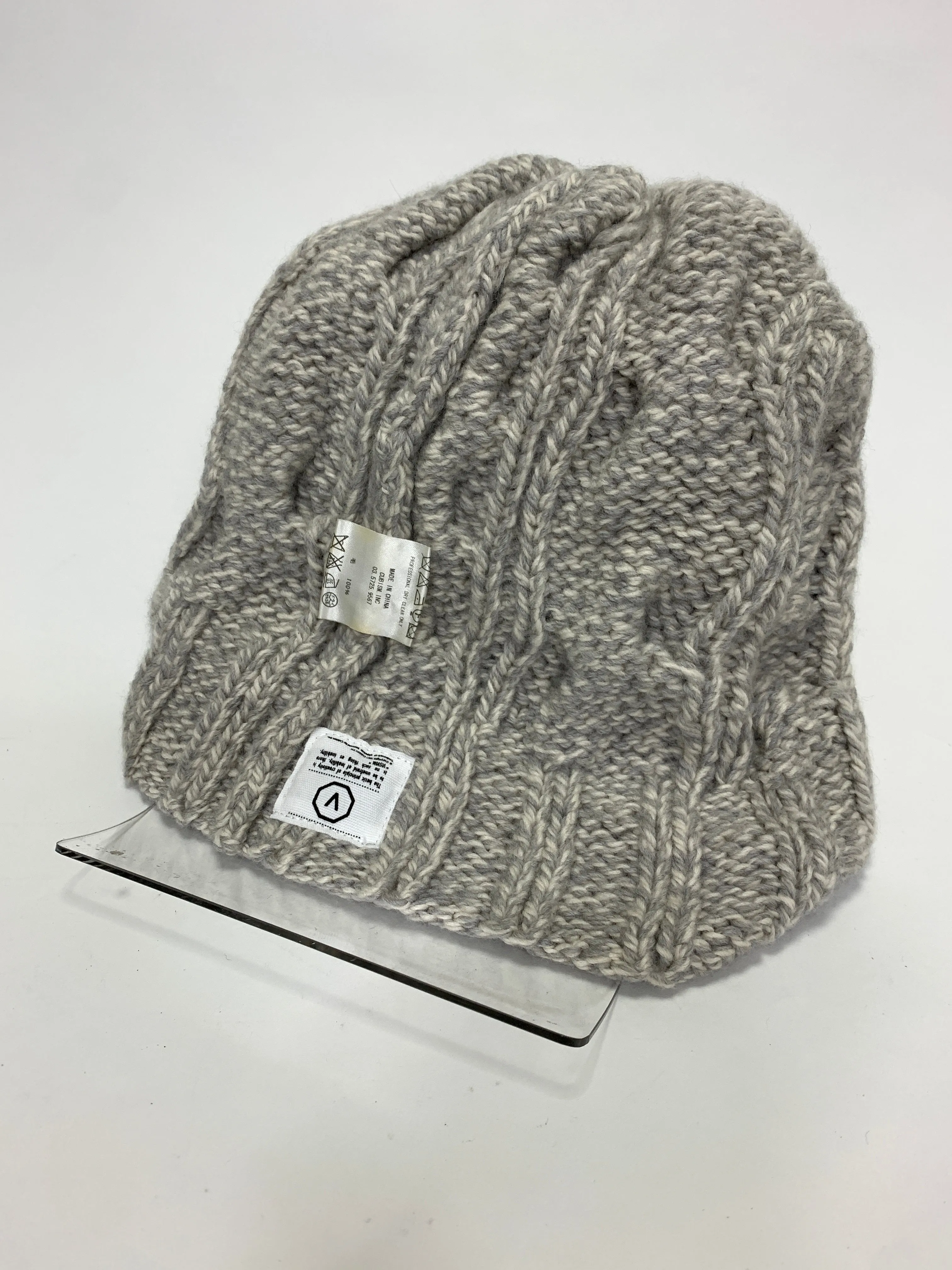 Visvim Cable Knit Wool Beanie Grey