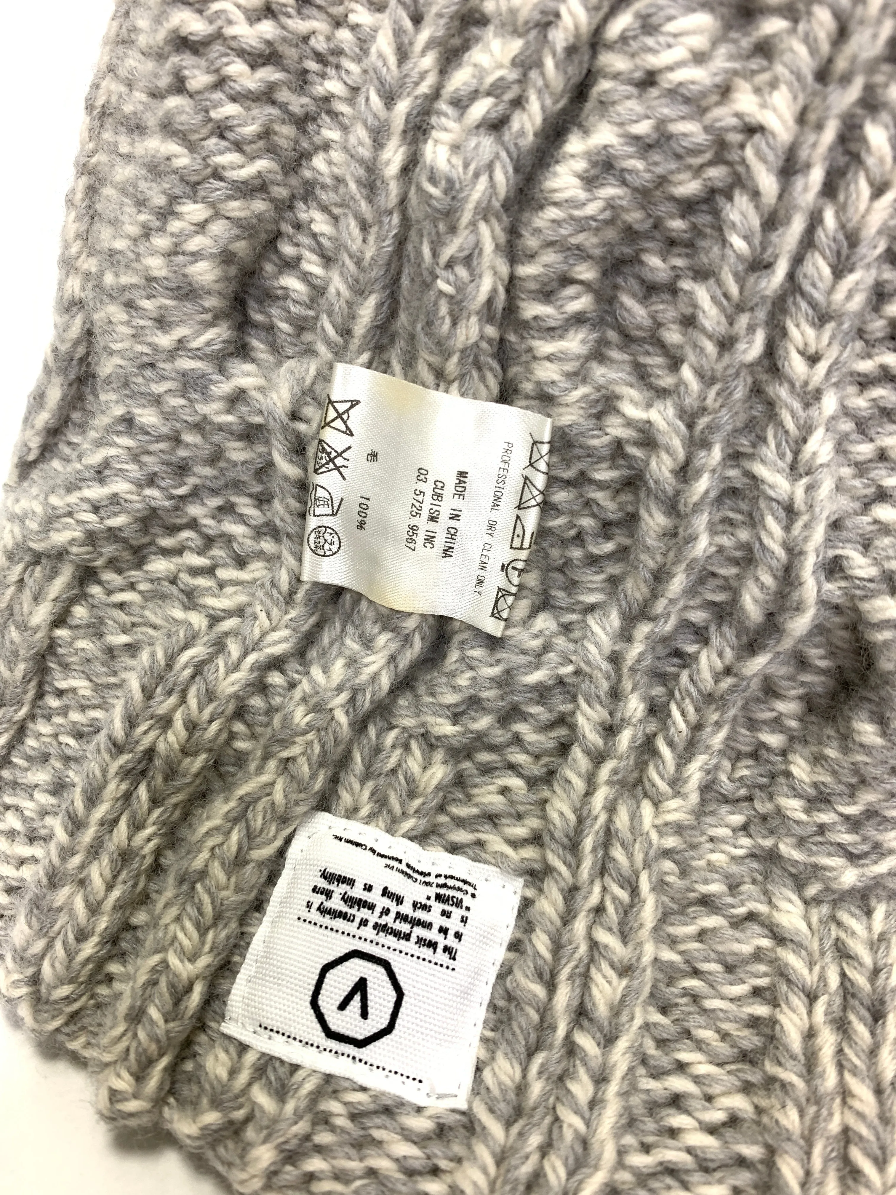 Visvim Cable Knit Wool Beanie Grey