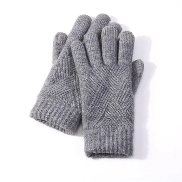 Winter Double Layer Warm Knit  Mitten Woolen Touch Screen  Cycling Driving Gloves